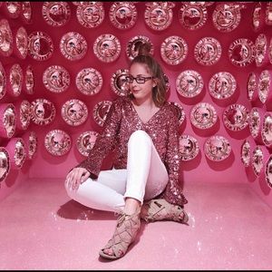 Pink sequined Anthropologie top